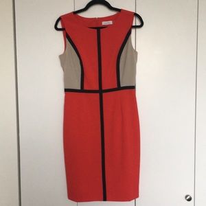Calvin Klein sheath colorblock dress w/piping